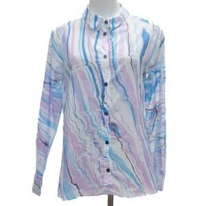 Johnny Was x Amanda Bond Marble Paint Button Down Shirt Size Medium